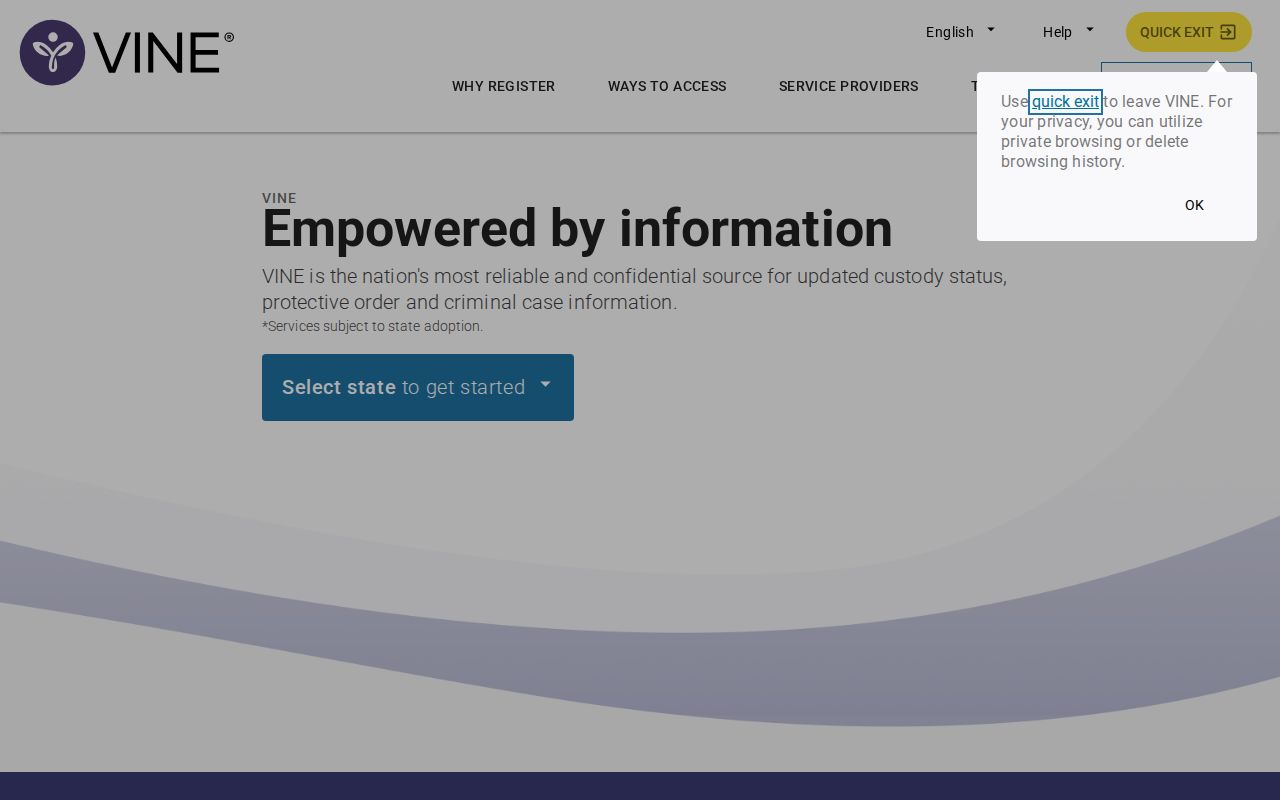 VINELink notification screen for a Traverse County release alert