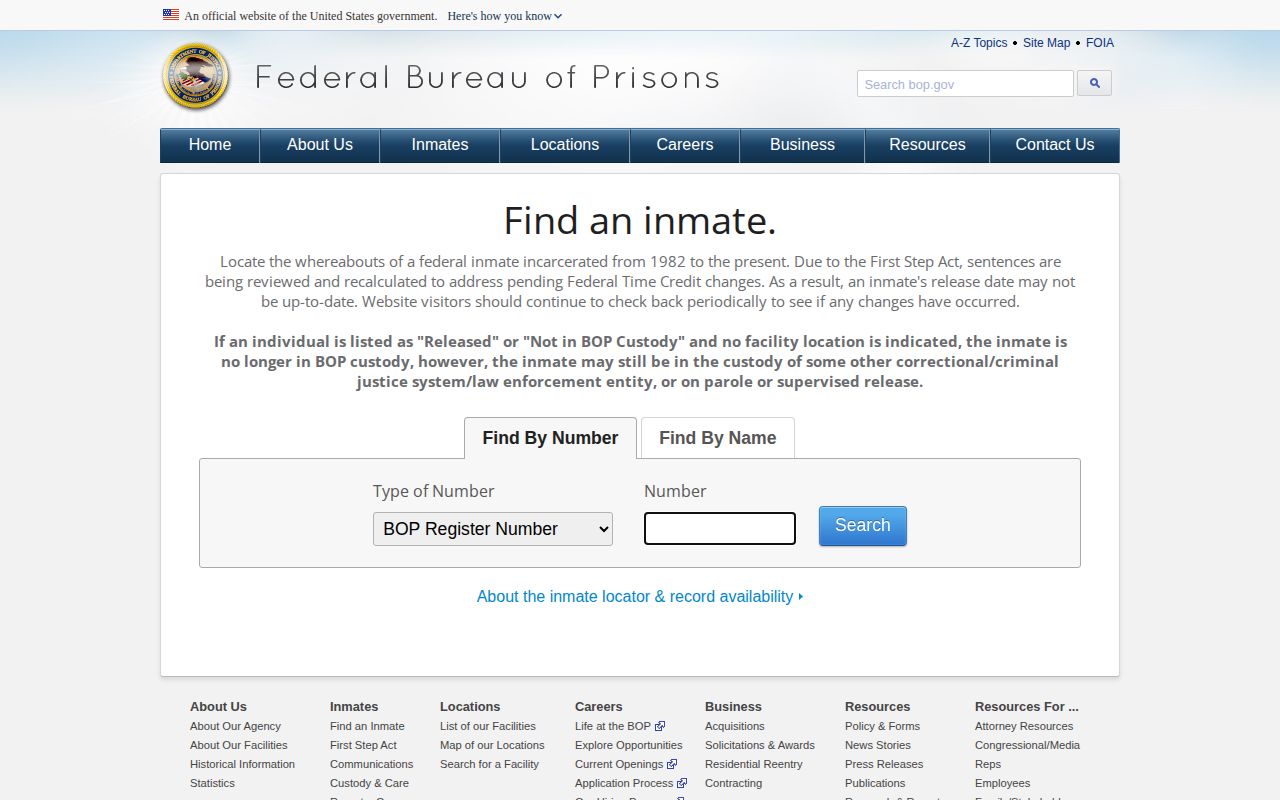 Federal BOP search for a Traverse County released inmate
