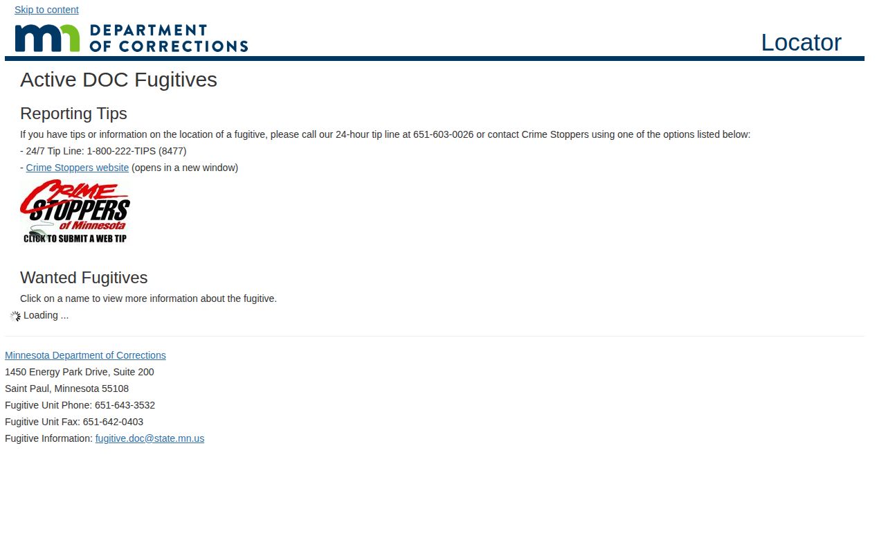 MNDOC active fugitive lookup for Traverse County post-release supervision checks