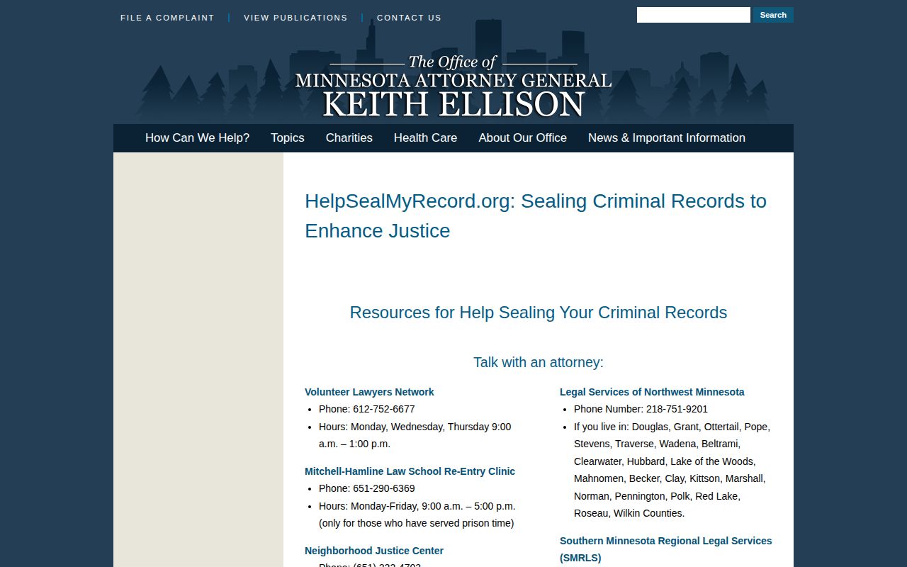 Minnesota Attorney General expungement resources for Traverse County booking photo records