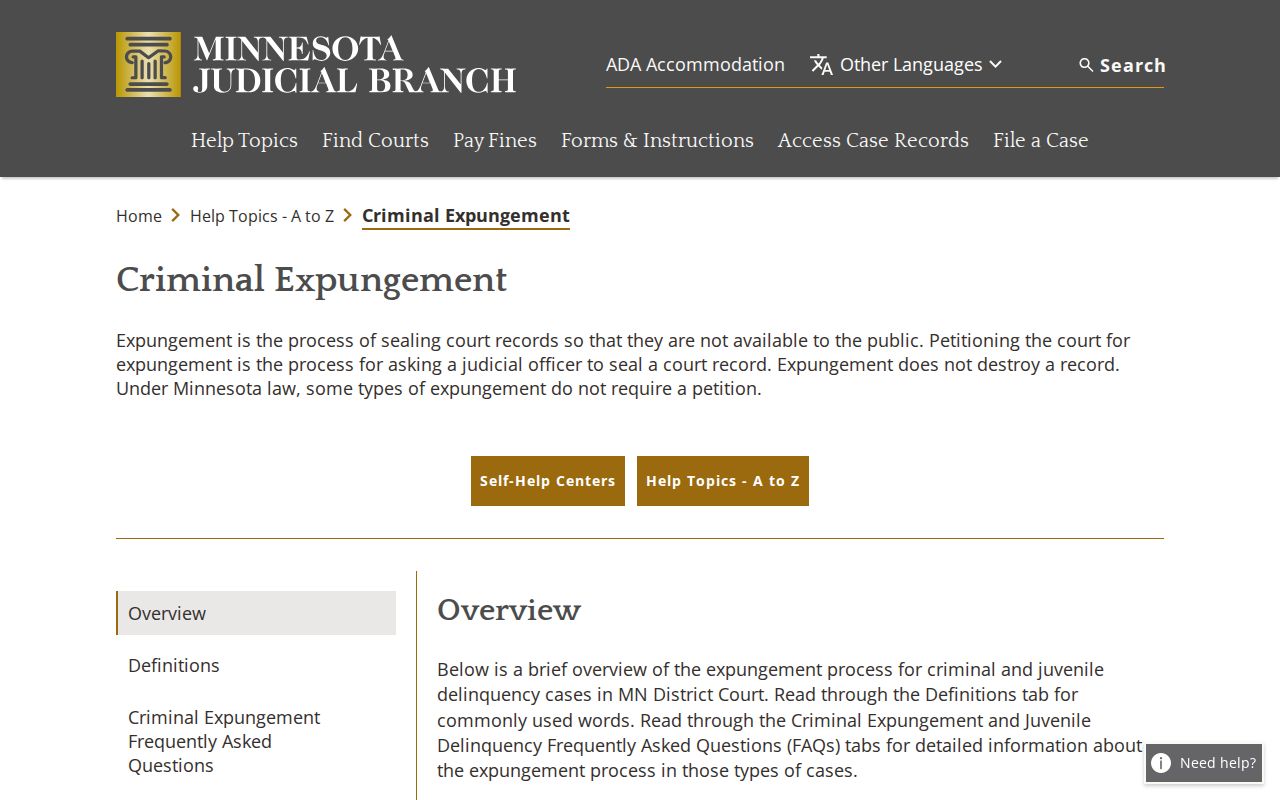 Minnesota court expungement guidance for Traverse County booking photo records